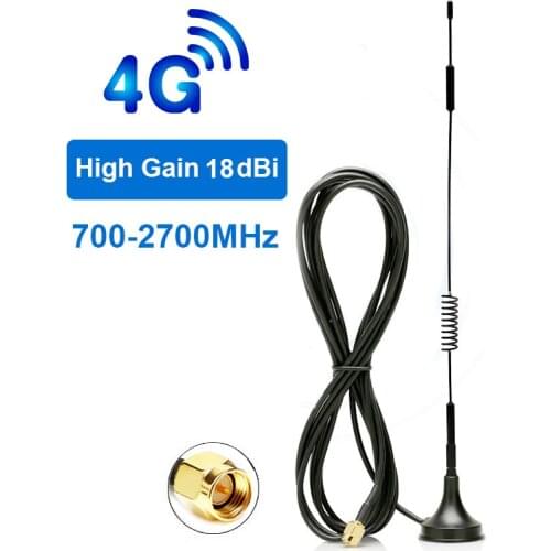 18dBi 4G Lte Outdoor Antenna 700-2700MHz Signal Booster Wifi Antenna with 3 Meters Extension Cable SMA Male Connector