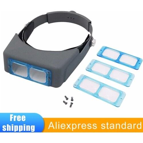 Head Mount Magnifier Headband Professional Jewelers Loupe Watch Repair Handsfree Reading Magnifying Glasses Optical Glass Lens