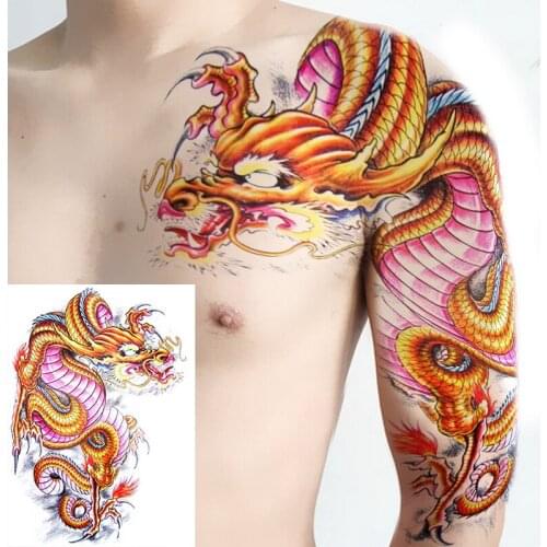 Temporary tattoo sticker men shoulder tattoos dragon big tattoo sleeve pattern temporary men tattoos to cover scars body sticker