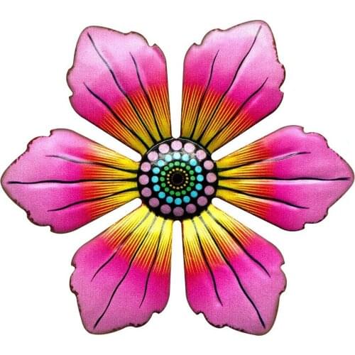 Iron Metal Flower Wall Art Sculpture Outdoor Hanging Ornament Vivid Flower Lawn Ornaments For Garden Home Decor