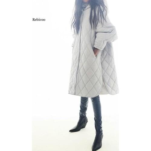 Winter Women Fashion Thickened Hooded Long Cotton Padded Clothes Warm Parka Coat Vintage Long Sleeve Female Outerwear Chic Tops