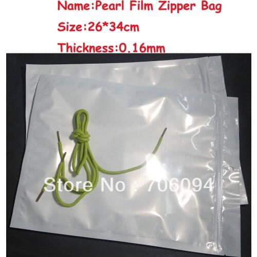100PCS 26*34cm(10.24''x13.39'') Clear Front Pearl White Ziplock Plastic bag,Pearl film Plastic bag,Zipper Plastic Bag for Gift