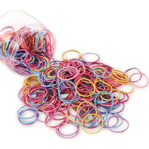 100pcs Colourful Disposable Elastic Hair Bands Cute Girls Ponytail Holder Rubber Band Scrunchies Kids Hair Accessories