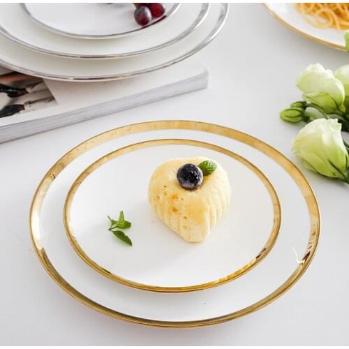 6/8/10Inches European Ceramic Western Steak Dish Nordic Phnom Penh Afternoon Tea Tray Round Breakfast Snacks Plates