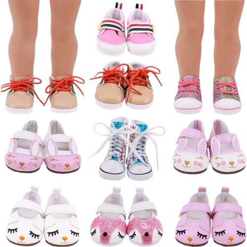 7 cm Doll Shoes Cute Sequin Cat Rabbit For 18 Inch Doll 43 CM Born Baby Doll,Toys For Girls,Our Generation Doll Accessories