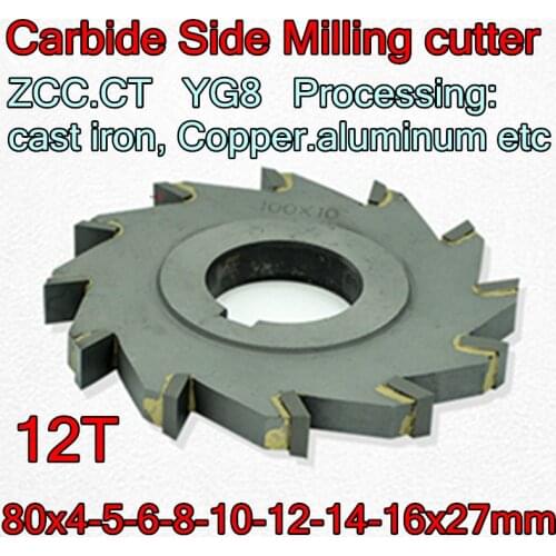 80x4-5-6-8-10-12-14-16-12T x22mm Inner hole Zcc.ct YG8 Carbide Side Milling cutter Processing: cast iron, Copper.aluminum etc