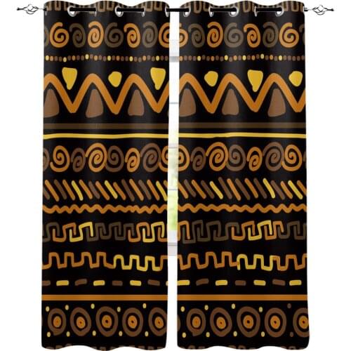 African Pattern Circle Geometric Figure Window Curtains for Living Room Bedroom Kitchen Window Treatments Home Decor Cortinas
