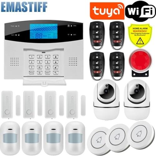 Wireless WIFI GSM Home Security Alarm System For Tuya Smart Life APP With Motion Sensor Detector Compatible With Alexa & Google