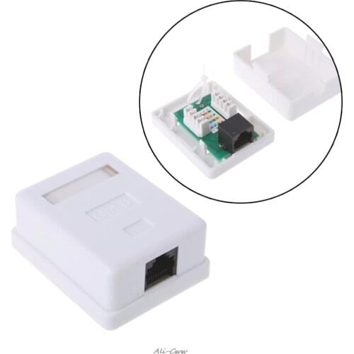 Cat6 RJ45 8P8C Wall Coupler Jack Adapter UTP Unshielded Single Port Desktop Mount Box White