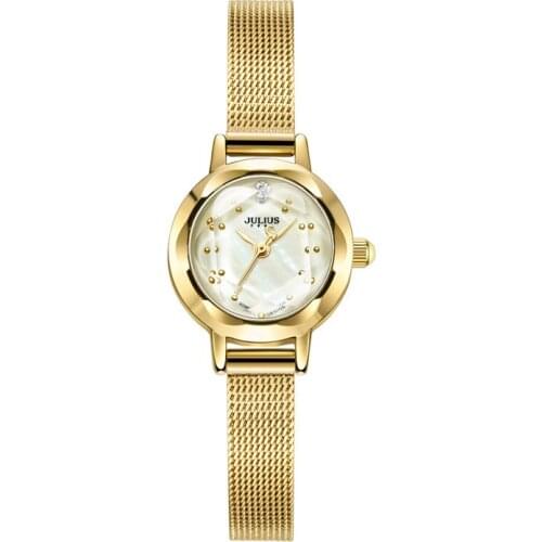 Small Top Julius Lady Womens Watch Japan Quartz Elegant Mini Shell Fashion Hours Bracelet Leather Girls Christmas Gift No Box