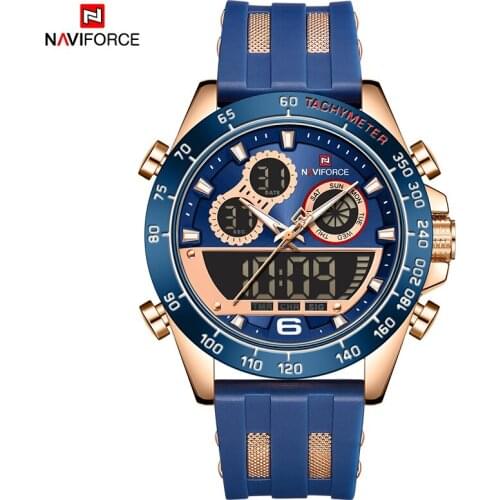NAVIFORCE Men Luxury Brand Watch Waterproof Digital Military Quartz Wrist Watch Sport Chronograph Silicone Strap Watches for Men