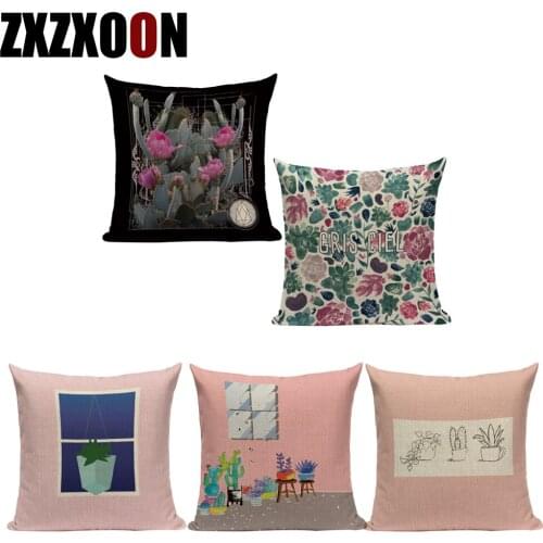 Decorative Throw Pillow Polyester Tropical Plant Cactus Cojines Decorativos Para Sofa Cushion Cover for Living Room Almofadas