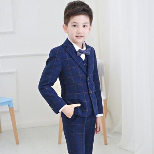 2016 England Style lattice Children Suit Boys Wedding Suits Flower Girl Dresses Blazer Boys Formal Suit Boys Suits For Weddings