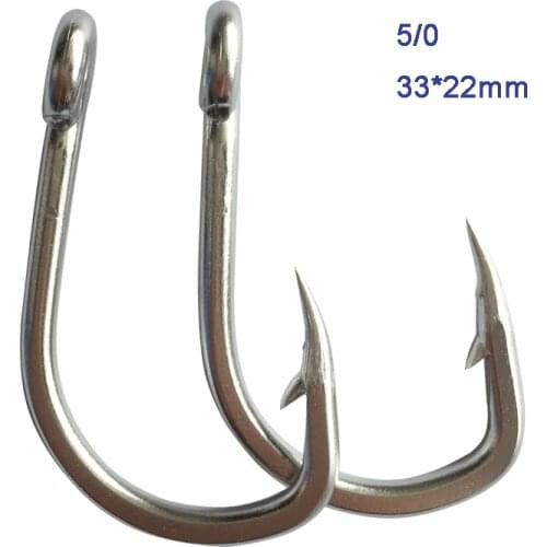 40pcs 5/0 Mustad Fishing Hook Stainless Steel Tuna Circle Fishing Hook Barbed Hook For Fishing
