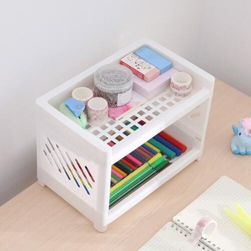 Double-layer Stationery Storage Rack Hollow Holder Organizer For Bathroom Office Stationery Storage Rack Desktop Organizer