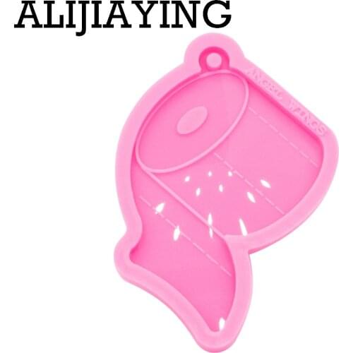 DY0463 Glossy Art Design Toilet Paper/SENIORS Quarantine Silicone Keychain Mold for Epoxy Jewelry Making DIY Crafts Necklace