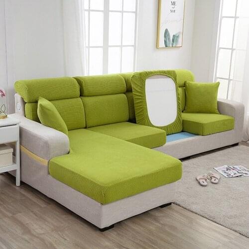 Elastic Sofa Seat Cover Solid Color Soft Couch Cushion Cover for Living Room Sofa Protective Sofa Slipcover