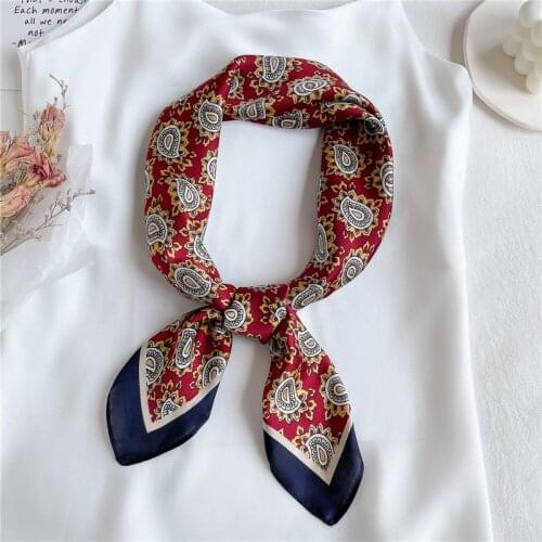 Luxury Paisley Square Scarf Elegant Women Neckercheif Hair Tie Band Female Korean Style Handscarves Hijab Shawl 2021 New
