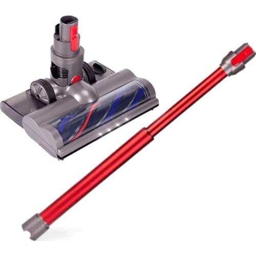 Electric Floor Head for Dyson V7 V8 V10 V11 Vacuum Cleaner Parts Turbo Brush Rollerhead with Led Lights& Telescopic Tube