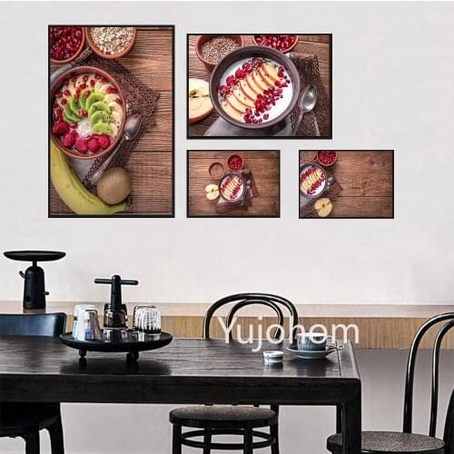 Pomegranate Apple Fruits Milk Food Wall Art Posters and Prints For Kitchen Room Decor Canvas Painting Home Decor Modular Picture