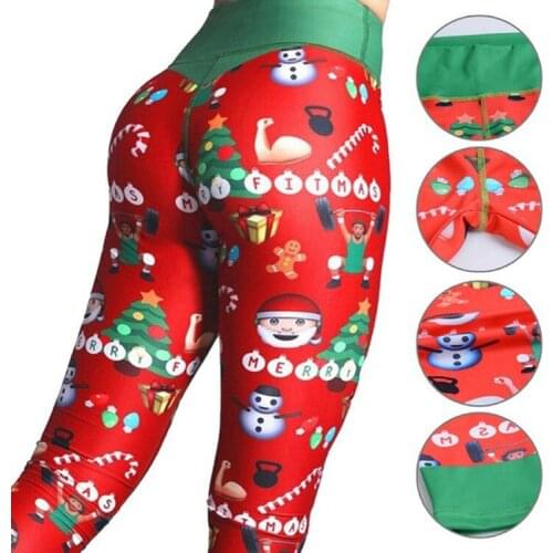 Legginsy push up Christmas print running fitness exercise yoga leggings pantalones hippies mujer bicycles Corset leggings