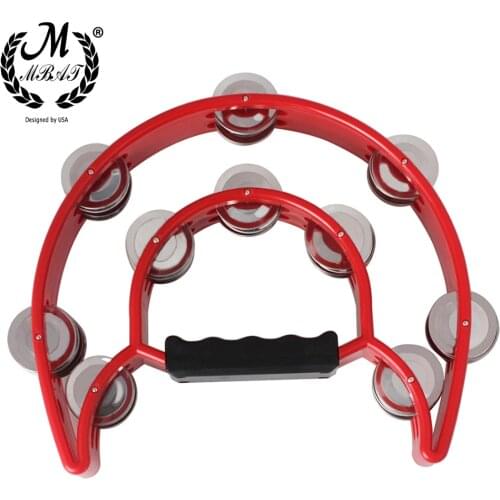 M MBAT Five colors/Spin Rattle Hand Bell Percussion Instrument for Party Tambourine Portable Kids Musical Gift Educational Toy