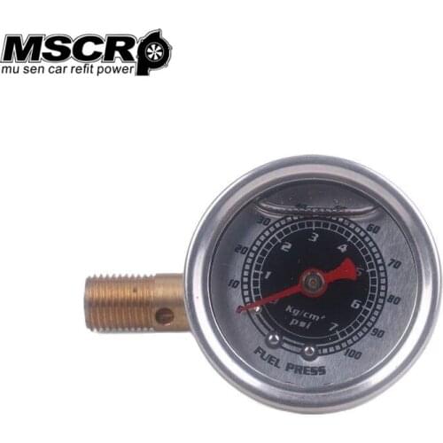MSCRP-Fuel Pressure Liquid Filled Regulator Gauge Adapter Kit 0-100PSI Oil Press Gauge Fuel Gauge Universal Aluminum