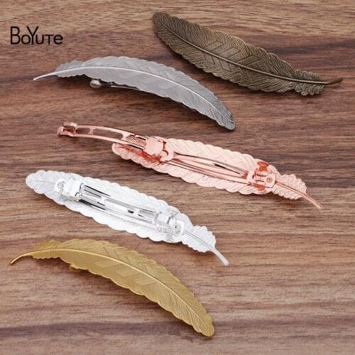 BoYuTe (10 Pieces/Lot) 110*23MM Metal Feather Hair Clip Spring Clips Vintage Diy Hair Accessories Wholesale