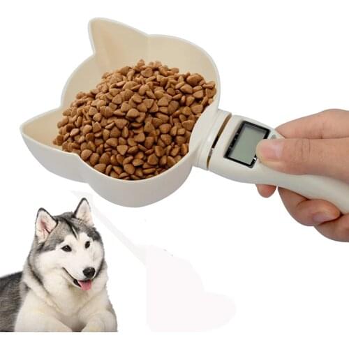 Cute Pet Dog Food Measuring Cup Detachable Cat Food Scoop Scale Pet Feeder Bowl Kitchen Digital Scale Spoon With LCD Display
