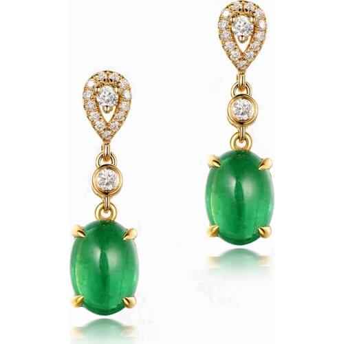 Fashionable and elegant grandmother emerald Jewelry 14K pure gold earrings womens exquisite party birthday jewelry gifts