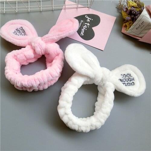 Coral Fleece Letter Soft Bow Headbands For Women Girls Hair Accessories Elastic Hair Band Wash Face Headwear Turban Hairband