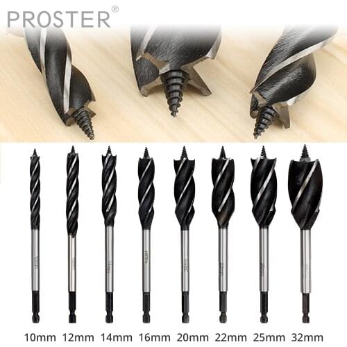 Proster 8Pcs Drill Bit Set for Bench Drill Electric Drill Four Slot Four Blade Woodworking Drills Open Hole Reaming Bit 10-32 mm