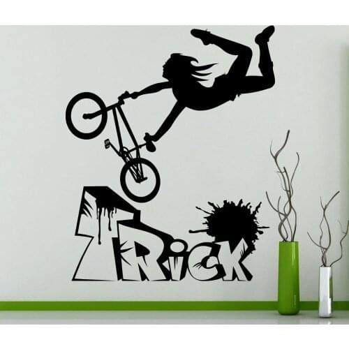 Bike BMX Freestyle Trick Wall Sticker Bike Garage Vinyl Decal Home Living Room Decoration Sports Wall Decal self adhesivo NY-170