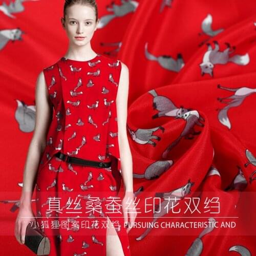 New fashion cotton fabric kitten silk double crepe silk cat digital print cloth silk fabric tissu telas materials for dresses
