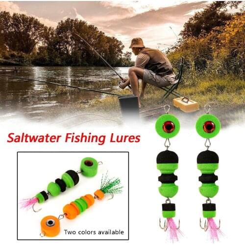 2019 new 2pcs Foam Fishing Lures Fish Lures Fish Bait Kits with Foam Sharp High-carbon Steel Hooks Fishing Hook easy to float
