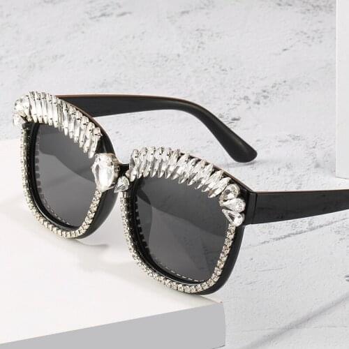 LNFCXI 2020 New Square Sunglasses Women Men Handmade Diamond Glasses Exquisite DIY Sun Glasses
