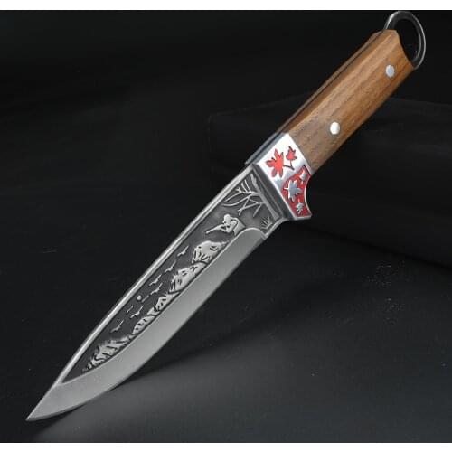 Full Tang Outdoor Survival Knives Fixed Blade Knife Exquisite Pattern Camping Hunting Knife Straight Knives for Collection