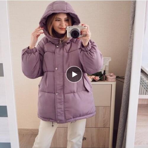 Womens Coats Autumn Winter Korean Hooded Coat Thick Quilted Cotton Parkas Oversized Jacket Female Ins Fashion