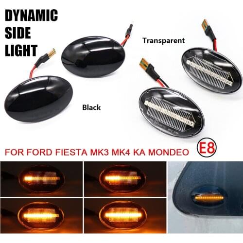 Pair LED Dynamic Blinker Turn Signal Light Side Fender Marker Lamp For Ford Fiesta MK3 MK4 KA Mondeo Transit Tourneo