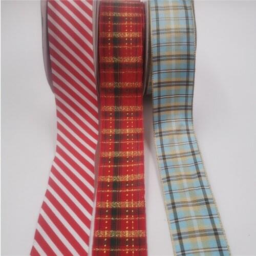 38MM X 25Yards Buffalo Wired Plaid Checked Ribbon for Floral, Craft, Holiday Decoration 16 Styles for Choice
