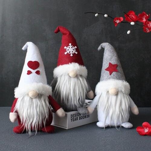 Handmade Christmas Elf Doll Decoration Standing Swedish Gnome Tomte Christmas Ornaments Home Decor Navidad 2022 Gift for Male