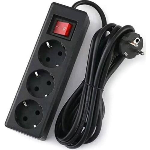 Universal EU Power Strip Adapter Charger Socket with 3/5 AC Outlets 2/5m Cable Switch for Office Home Office Appliances EU Plug