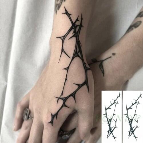 Waterproof Temporary Tattoo Sticker Thorny Rose Branch Black Design Tatto Fake Tatto Flash Tatoo Arm Hand Body Art for Women Men