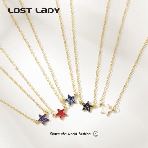 Lost Lady New Fashion Mulitcolor Star Statement Necklace For Women Alloy Pendant Neckalce Wholesale Accories Party Wedding Gifts