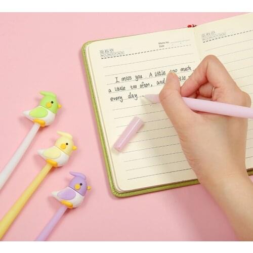 1 Piece Lytwtws Stationery Cute Kawaii Colorful Parrot Bird School Office Supplies Creative Sweet Lovely Silicone Gel Pen