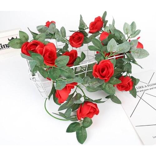 2.4m Artificial flower Fake flower rattan Rose flower Wedding arch winding home decore Plant decoration outdoor hanging decor