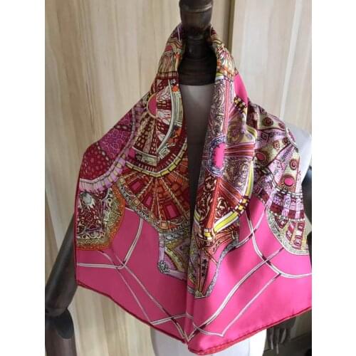 2021 New Arrival Fashion Elegant red 100% silk scarf 90*90 cm square shawl twill wrap for women lady girl