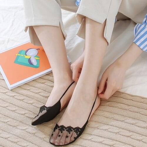 3Pair/Set Summer Women Socks Fashion Girls New Style Lace Flower Short Socks Anti Skid Invisible 2020 Sock Slippers