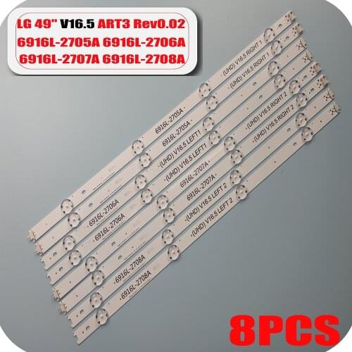 8 Pcs LED Backlight Para LG49 "V16 ART3 2551 49" V16.5 ART3 2705 49UH6500 49UH6507 49UH6509 49UH650 49UH652T 49UH664V 49UH668V