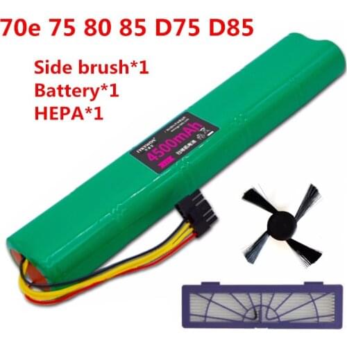 3pcs/lot HEPA Filter+Battery+side brush 4500mAh 12V Ni-MH Cleaner Battery for Neato BotVac 70e 75 80 85 D75 D85 Vacuum Cleaners